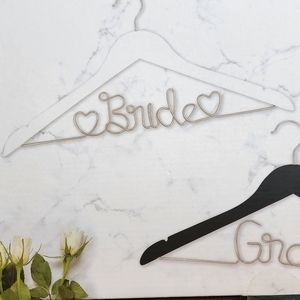Badgley Mischka Wedding Dress Suit Hanger Bride Groom Metal Writing Wedding Gift